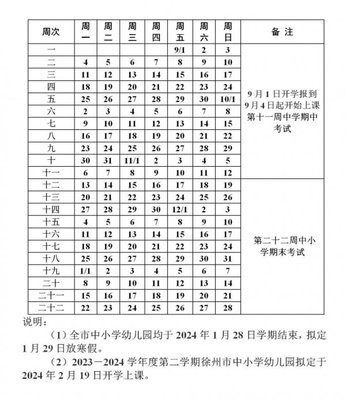 徐州中小學(xué)幼兒園開學(xué)時(shí)間2023年秋季(附校歷)
